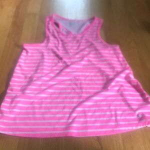 Pink and white striped justice tank top